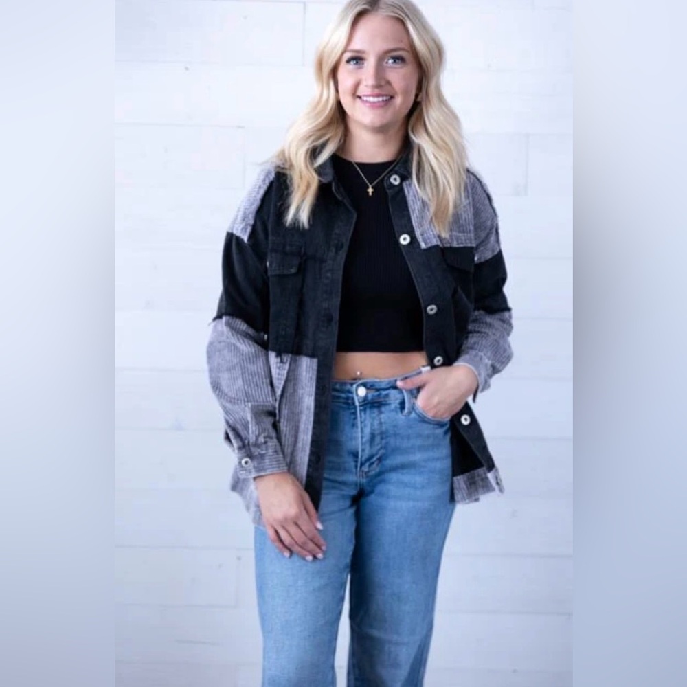 Very J Black and Gray Jean Jacket